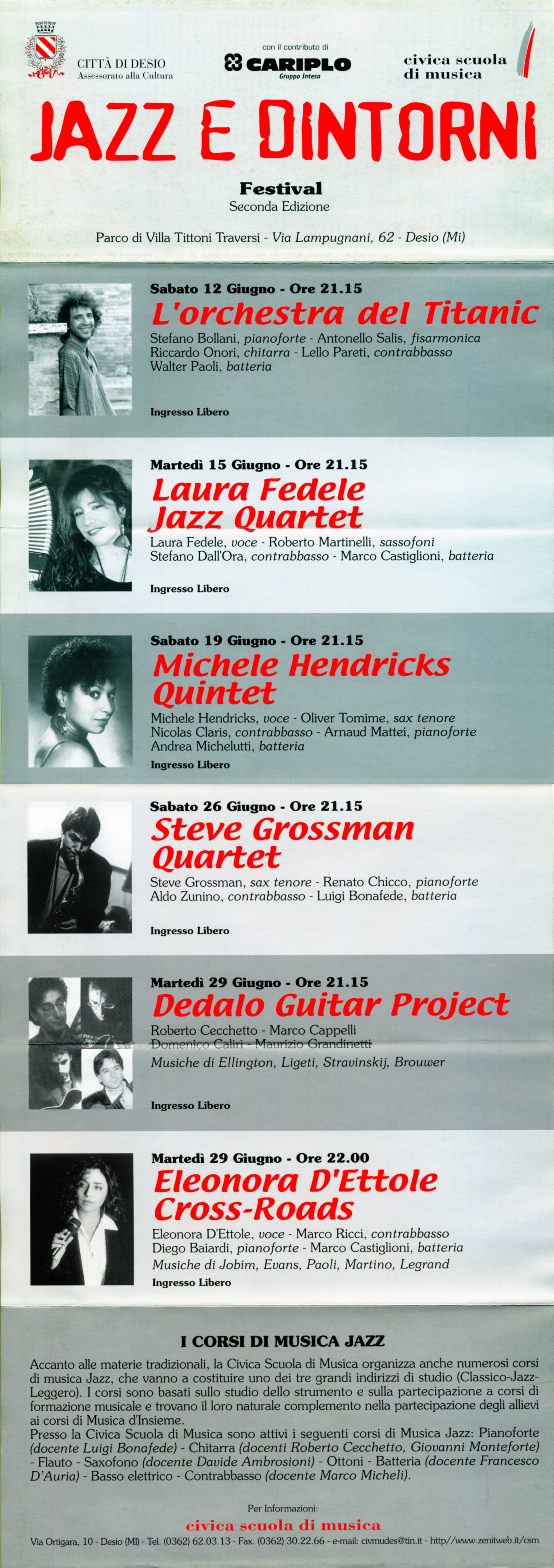 Jazz e Dintorni 1999. Programma di sala